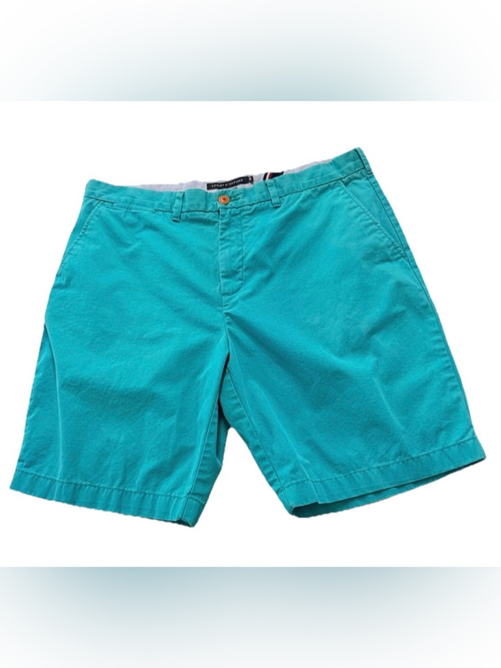 Tommy Hilfiger Men’s Chino Shorts Size 38 Teal Classic Fit Cotton